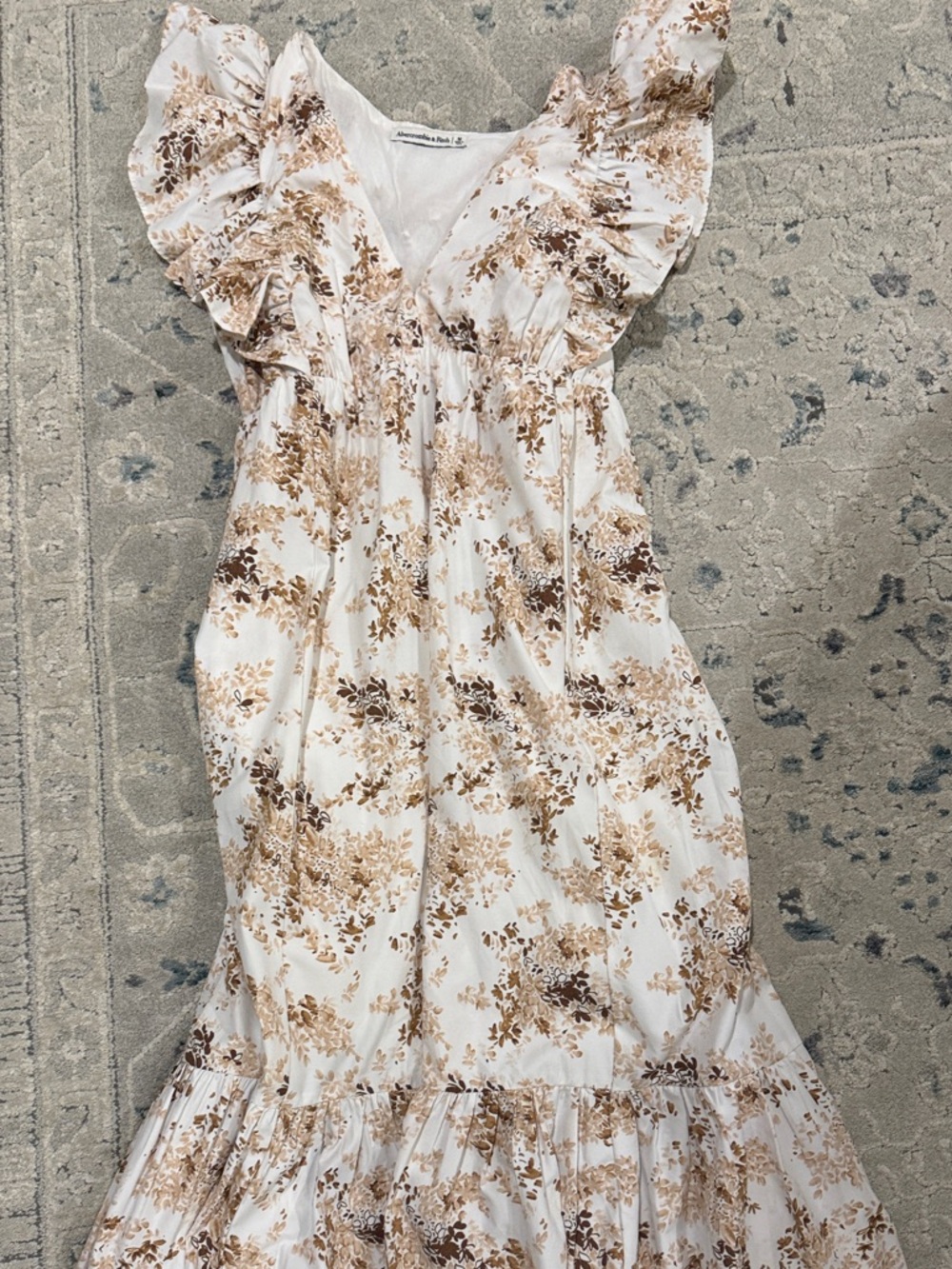 Abercrombie Women's Floral Ruffle Maxi Dress - Cream Floral